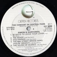 SIMON & GARFUNKEL The Concert In Central Park Vinyl Record LP Geffen 1982