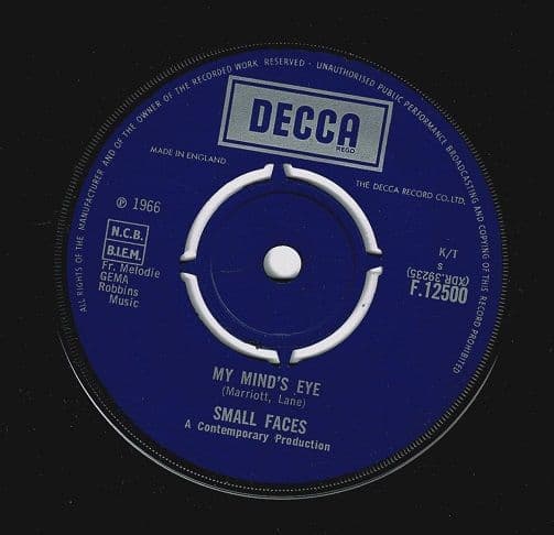 SMALL FACES My Mind's Eye Vinyl Record 7 Inch Decca 1966 F.12500 Original UK Pressing T2-1C Matrix