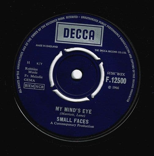 SMALL FACES My Mind's Eye Vinyl Record 7 Inch Decca 1966 Original UK Press KT F.12500 4-Prong Label