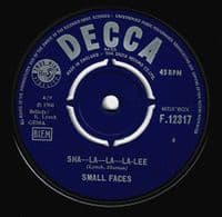 SMALL FACES Sha-La-La-La-Lee Vinyl Record 7 Inch Decca 1966 UK 1st Pressing KT F.12317 Unboxed Label