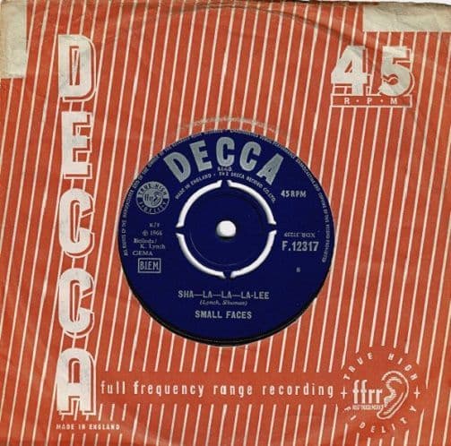 SMALL FACES Sha-La-La-La-Lee Vinyl Record 7 Inch Decca 1966 UK 1st Pressing KT F.12317 Unboxed Label