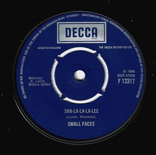 SMALL FACES Sha-La-La-La-Lee Vinyl Record 7 Inch Decca UK Press 4-Prong Boxed Label Design F 12317