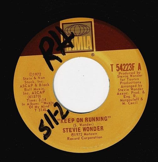 STEVIE WONDER Keep On Running Vinyl Record 7 Inch US Tamla 1972