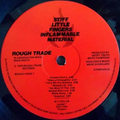 STIFF LITTLE FINGERS Inflammable Material Vinyl Record LP Rough Trade 1979