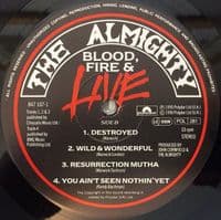 THE ALMIGHTY Blood, Fire & Live Vinyl Record LP Polydor 1990