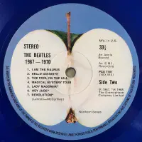 THE BEATLES 1967-1970 Vinyl Record 2 LP Apple 1978 Blue Vinyl Album UK Pressing Laminated HTM Cut