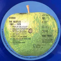 THE BEATLES 1967-1970 Vinyl Record 2 LP Apple 1978 Blue Vinyl Album UK Pressing Laminated HTM Cut