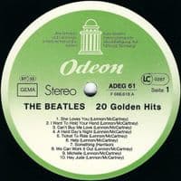 THE BEATLES 20 Golden Hits Vinyl Record LP German Odeon 1979