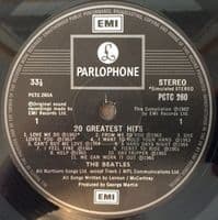 THE BEATLES 20 Greatest Hits Vinyl Record LP Parlophone 1982