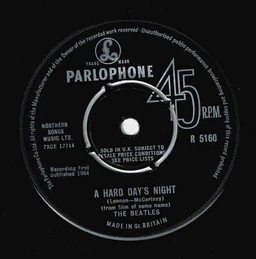 THE BEATLES A Hard Day's Night Vinyl Record 7 Inch Parlophone 1964.