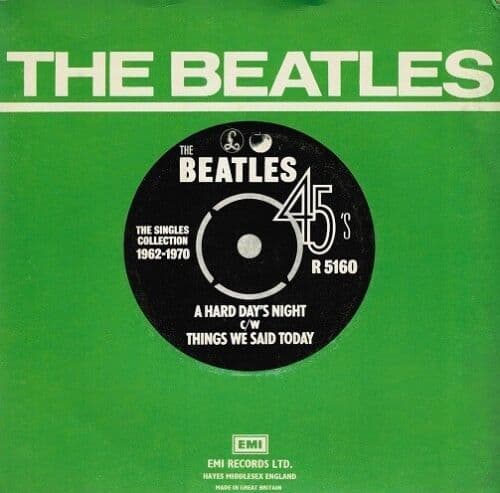 THE BEATLES A Hard Day's Night Vinyl Record 7 Inch Parlophone 1976 UK Green Picture Sleeve R 5160 1N