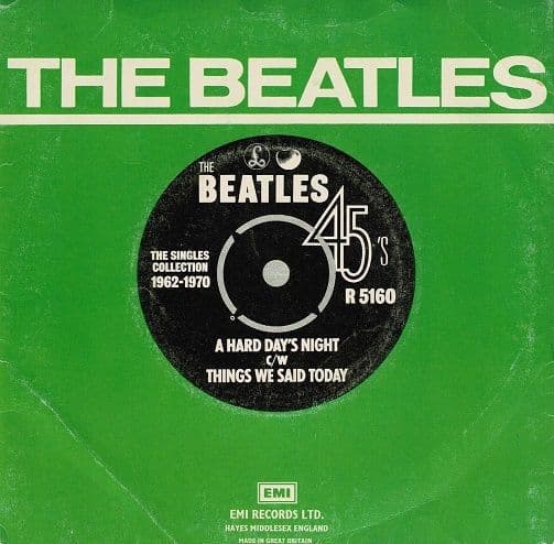 THE BEATLES A Hard Day's Night Vinyl Record 7 Inch Parlophone 1976 UK Green Sleeve Reissue R 5160 1N