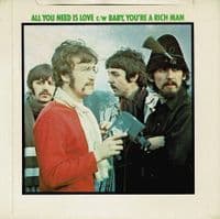 THE BEATLES All You Need Is Love Vinyl Record 7 Inch Parlophone 1976 Green Picture Sleeve Reissue 45