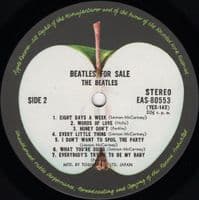 THE BEATLES Beatles For Sale Vinyl Record LP 1976 Rare Japanese EAS Series Matt Gatefold EAS-80553