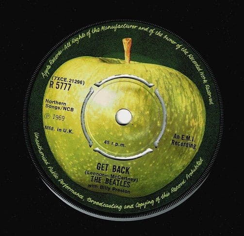 THE BEATLES Get Back Vinyl Record 7 Inch Apple 1976 R 5777 45rpm Single -1U/-1U Matrix 4-Prong Label