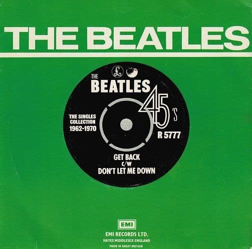 THE BEATLES Get Back Vinyl Record 7 Inch Apple 1976 R 5777 Green Picture Sleeve Reissue Single 45rpm