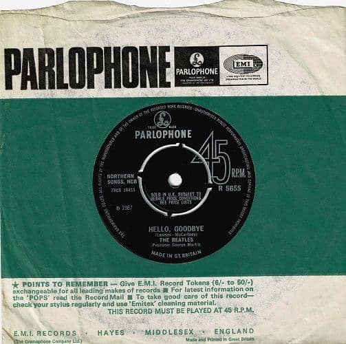 THE BEATLES Hello, Goodbye Vinyl Record 7 Inch Parlophone 1967.