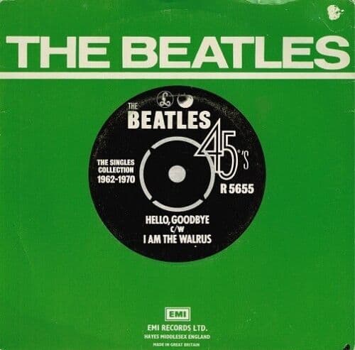 THE BEATLES Hello, Goodbye Vinyl Record 7 Inch Parlophone 1976 45rpm Single Green Pic Sleeve R 5655