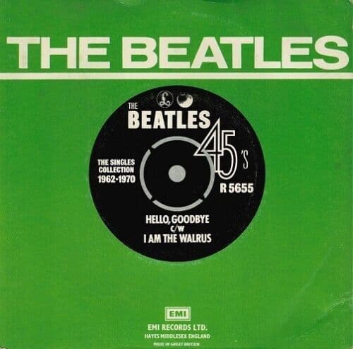 THE BEATLES Hello, Goodbye Vinyl Record 7 Inch Parlophone 1976 R 5655 EMI 45pm Single 4-Prong Label