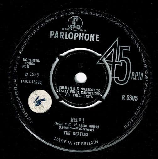 THE BEATLES Help! Vinyl Record 7 Inch Parlophone 1965 UK 1st Press R 5305 KT Original 45 Mono Single