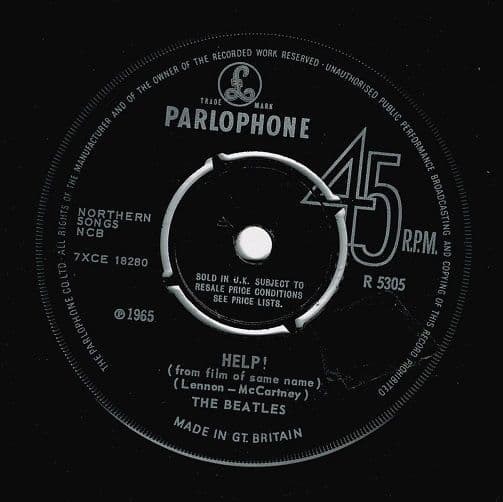 THE BEATLES Help! Vinyl Record 7 Inch Parlophone 1965 UK 1st Pressing 45 Single R 5305 WKT Tax Code