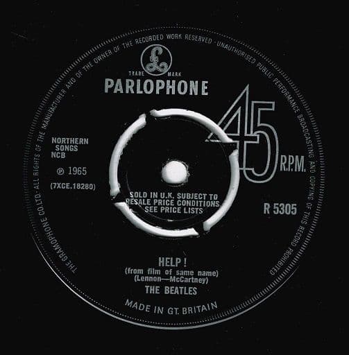 THE BEATLES Help Vinyl Record 7 Inch Parlophone 1965...