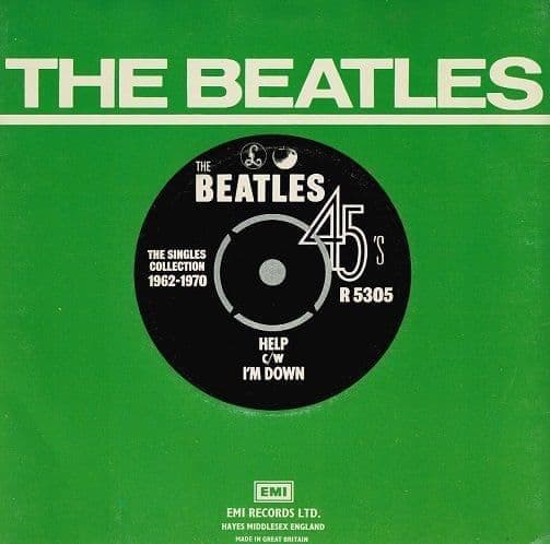 THE BEATLES Help! Vinyl Record 7 Inch Parlophone 1976 UK Reissue Single R 5305 Green Picture Sleeve