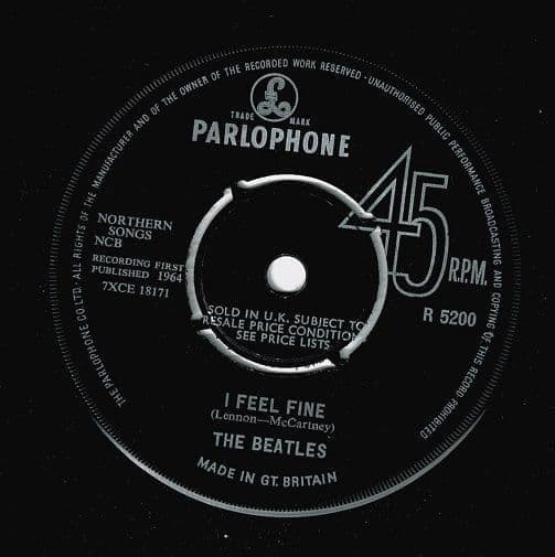 THE BEATLES I Feel Fine Vinyl Record 7 Inch Parlophone 1964 Original UK 1st Pressing R 5200 1N KT