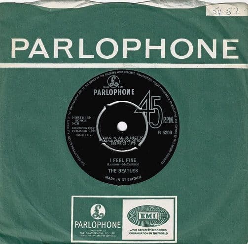 THE BEATLES I Feel Fine Vinyl Record 7 Inch Parlophone 1964 Original UK 1st Pressing R 5200 1N KT