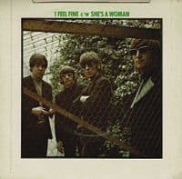 THE BEATLES I Feel Fine Vinyl Record 7 Inch Parlophone 1976 UK Reissue Green Picture Sleeve R 5200
