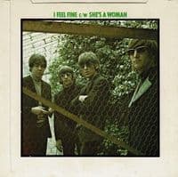 THE BEATLES I Feel Fine Vinyl Record 7 Inch Parlophone 1976 UK Single Green Picture Sleeve R 5200 -2