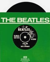 THE BEATLES I Feel Fine Vinyl Record 7 Inch Parlophone 1976 UK Single Green Picture Sleeve R 5200 -2