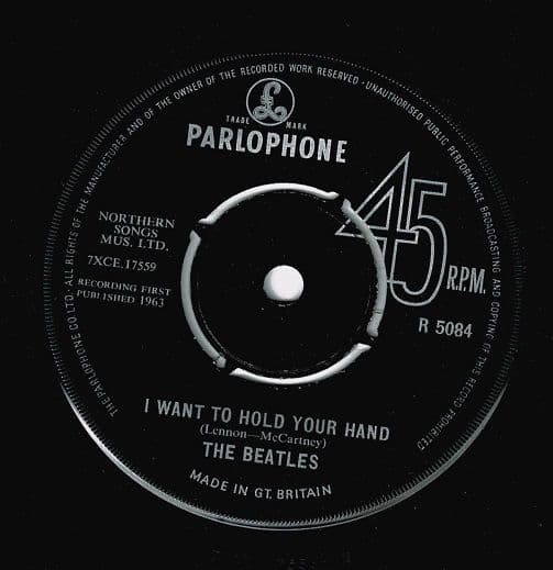THE BEATLES I Want To Hold Your Hand Vinyl Record 7 Inch Parlophone 1963 1st Press 1N Matrix KT Tax