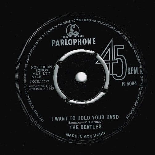 THE BEATLES I Want To Hold Your Hand Vinyl Record 7 Inch Parlophone 1963 1st Press NCB 1N Matrix Pop