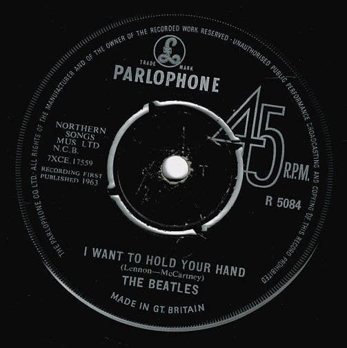 THE BEATLES I Want To Hold Your Hand Vinyl Record 7 Inch Parlophone 1963 1st Press Single NCB 1N Pop