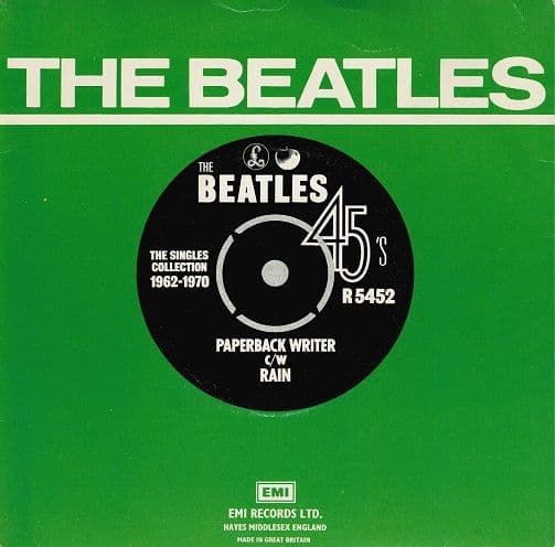 THE BEATLES Paperback Writer Vinyl Record 7 Inch Parlophone 1976 45 Single Green Pic Sleeve Reissue