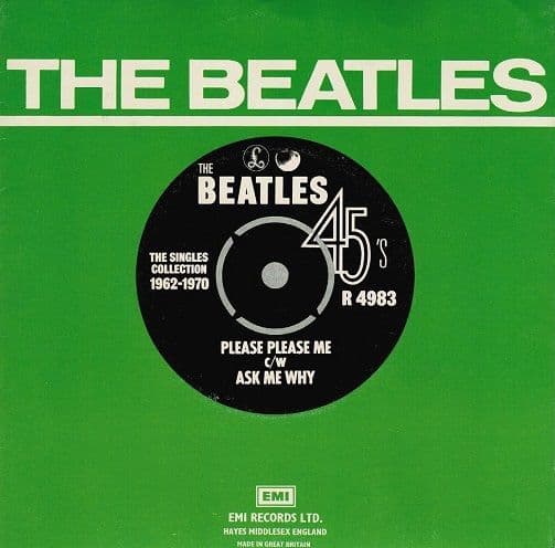 THE BEATLES Please Please Me Vinyl Record 7 Inch Parlophone 1976 Green Sleeve 45rpm Single -2 Press