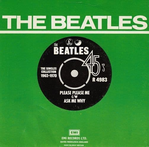 THE BEATLES Please Please Me Vinyl Record 7 Inch Parlophone 1976 Matt Green Sleeve 45rpm Single -2