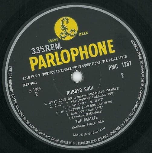 THE BEATLES Rubber Soul Vinyl Record LP Parlophone 1965
