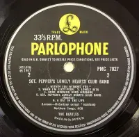 THE BEATLES Sgt. Pepper's Vinyl Record LP Parlophone 1967 UK Mono 1st -1/-1 APA/ARL Extra Dot Error