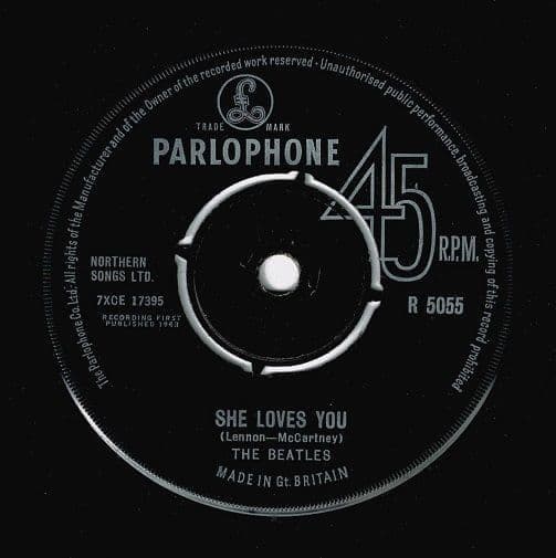THE BEATLES She Loves You Vinyl Record 7 Inch Parlophone 1963 Large Title Original UK 1st 1N 45rpm