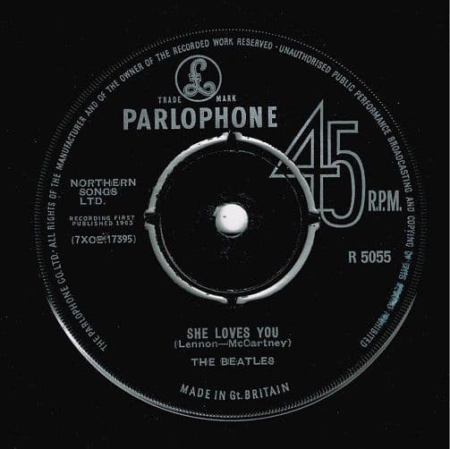 THE BEATLES She Loves You Vinyl Record 7 Inch Parlophone 1963 Small Text Variant Original 45rpm 1N
