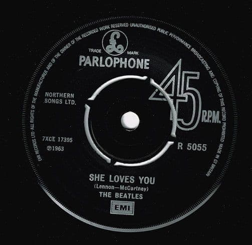 THE BEATLES She Loves You Vinyl Record 7 Inch Parlophone 1972 45rpm KT Tax Code 1N Matrix Rare Rock