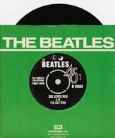 THE BEATLES She Loves You Vinyl Record 7 Inch Parlophone 1976 45rpm Green Picture Sleeve 4-Prong