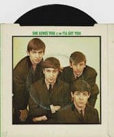 THE BEATLES She Loves You Vinyl Record 7 Inch Parlophone 1976 45rpm Green Picture Sleeve 4-Prong