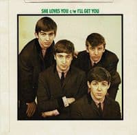 THE BEATLES She Loves You Vinyl Record 7 Inch Parlophone 1976 45rpm Green Picture Sleeve Reissue Pop