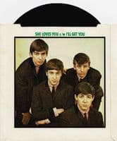 THE BEATLES She Loves You Vinyl Record 7 Inch Parlophone 1976 45rpm Green Picture Sleeve Reissue Pop