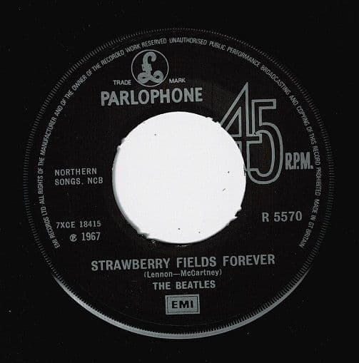 THE BEATLES Strawberry Fields Forever / Penny Lane Vinyl Record 7 Inch Parlophone 1976 45rpm Jukebox