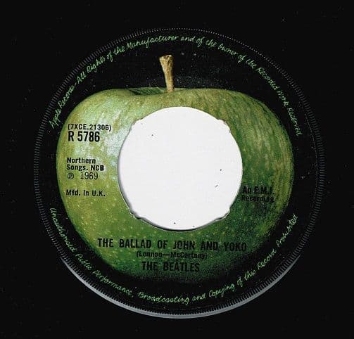THE BEATLES The Ballad Of John And Yoko Vinyl Record 7 Inch Apple 1969 Original 1st Pressing R 5786