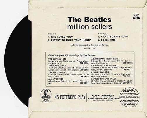THE BEATLES The Beatles Million Sellers EP Vinyl Record 7 Inch